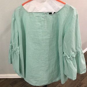 Ann Taylor Green Striped Top